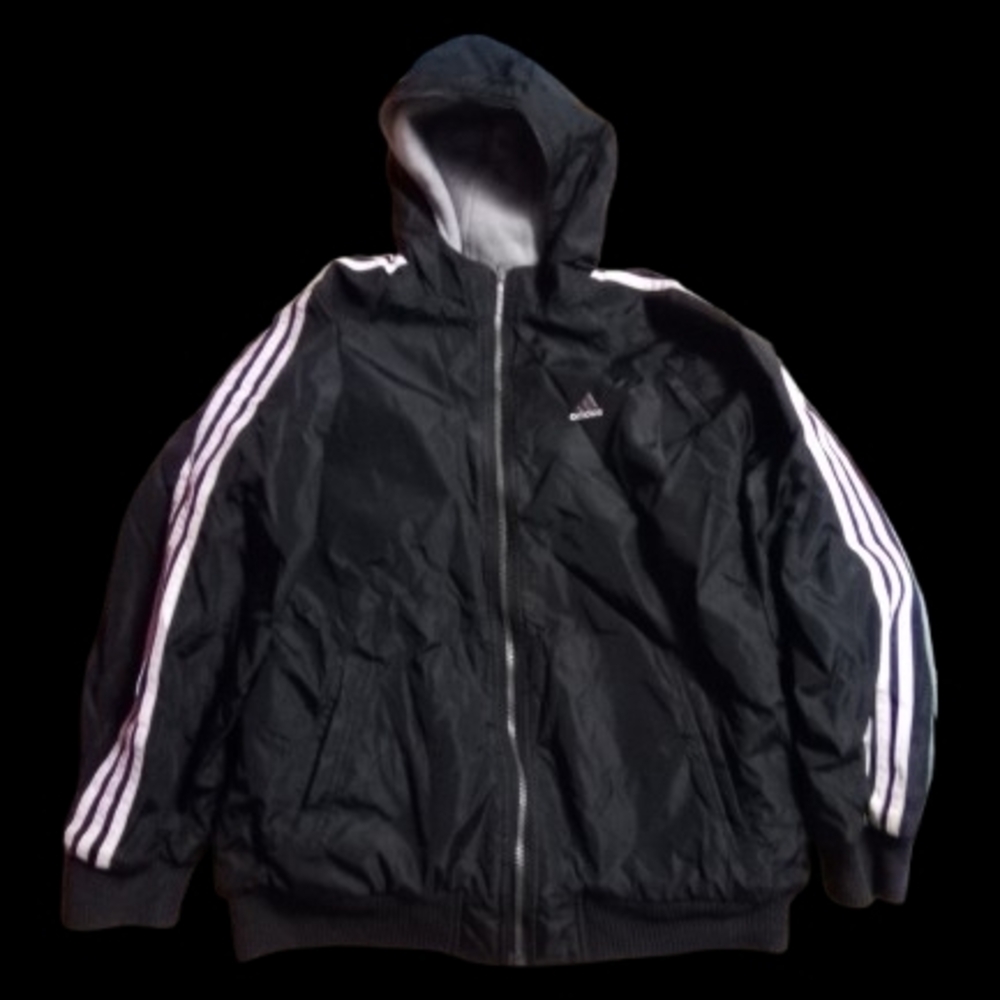 Vintage Adidas Men's Black Interchangeable Jacket with White Stripes